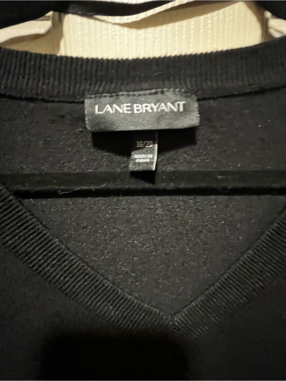 Lane Bryant Black V-Neck Sweater with Embroidered Sleeve Accents - Picture 3 of 3